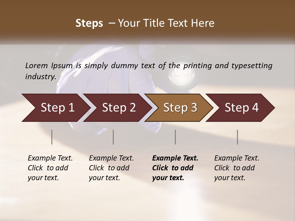 A Person Holding A Flashlight On Top Of A Wooden Table PowerPoint Template