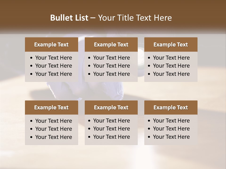 A Person Holding A Flashlight On Top Of A Wooden Table PowerPoint Template