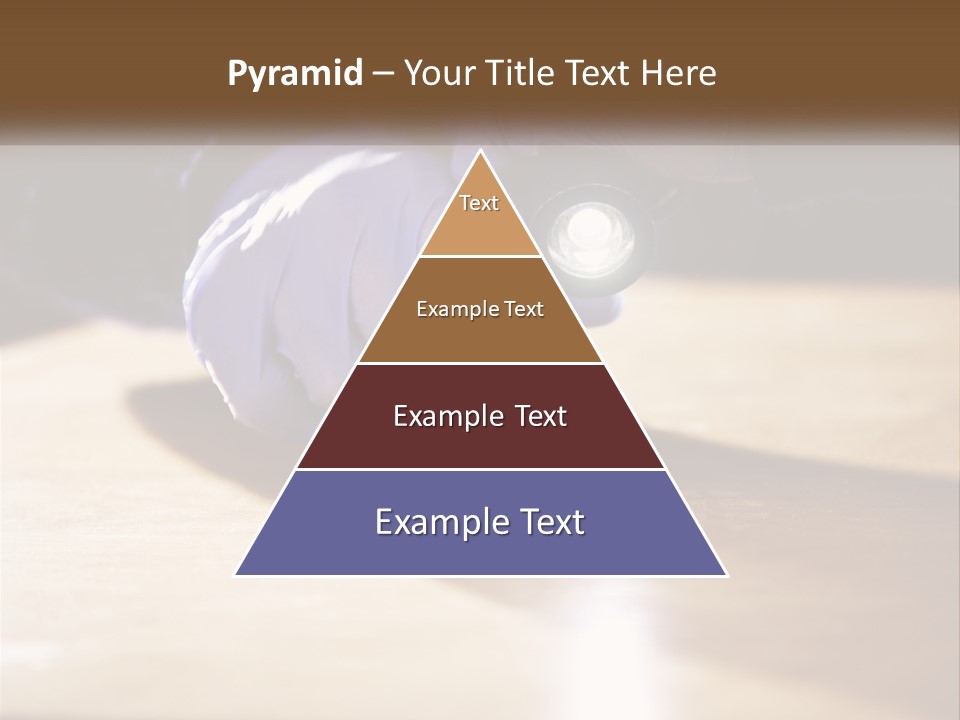 A Person Holding A Flashlight On Top Of A Wooden Table PowerPoint Template
