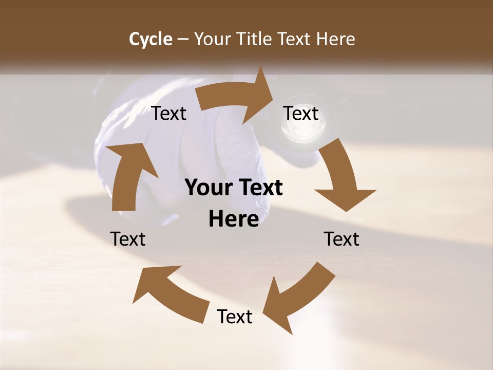 A Person Holding A Flashlight On Top Of A Wooden Table PowerPoint Template