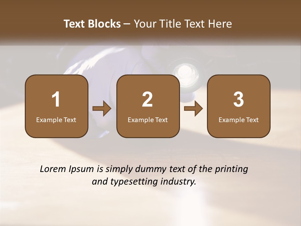 A Person Holding A Flashlight On Top Of A Wooden Table PowerPoint Template