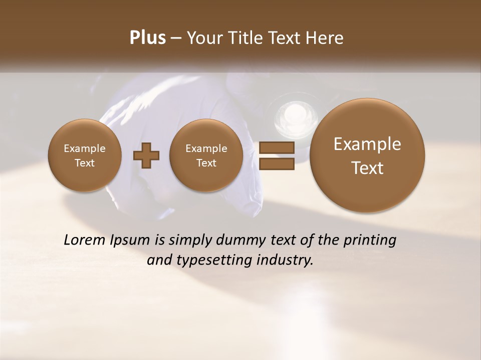 A Person Holding A Flashlight On Top Of A Wooden Table PowerPoint Template