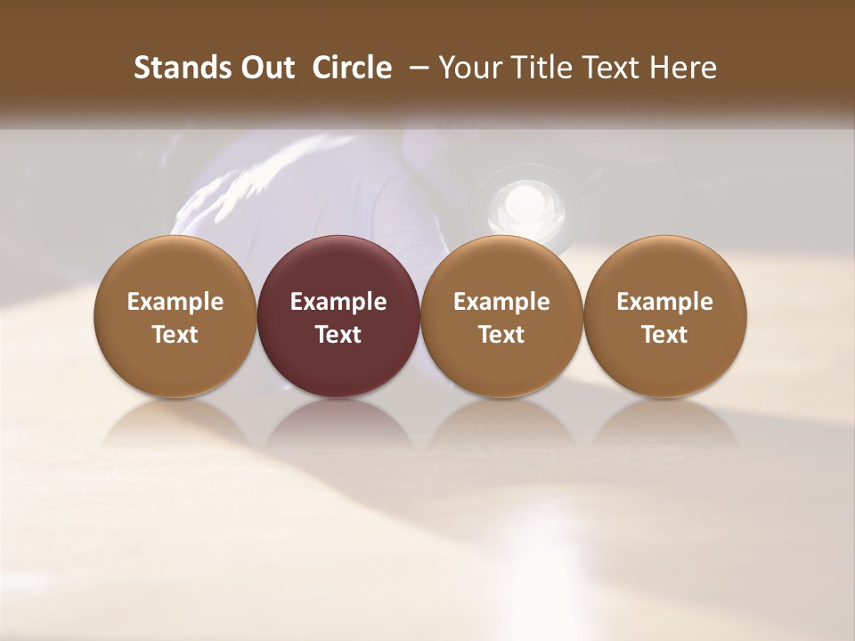 A Person Holding A Flashlight On Top Of A Wooden Table PowerPoint Template