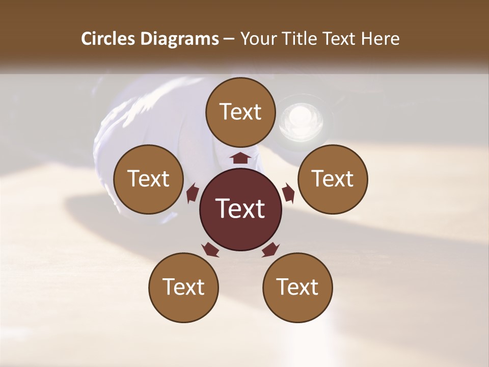 A Person Holding A Flashlight On Top Of A Wooden Table PowerPoint Template