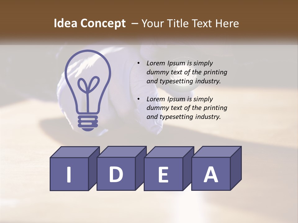 A Person Holding A Flashlight On Top Of A Wooden Table PowerPoint Template