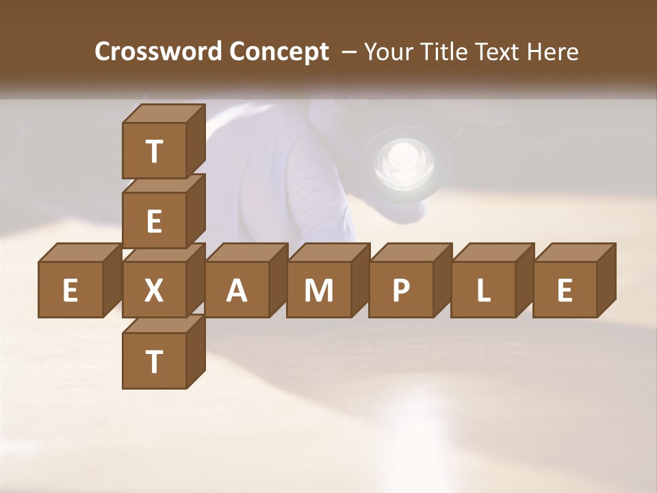 A Person Holding A Flashlight On Top Of A Wooden Table PowerPoint Template