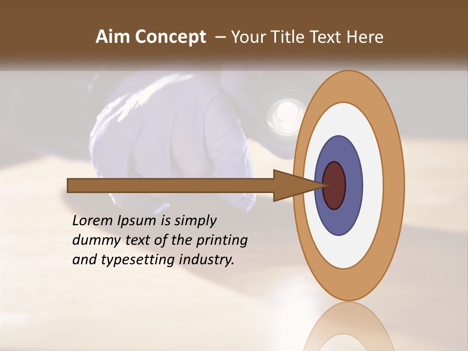 A Person Holding A Flashlight On Top Of A Wooden Table PowerPoint Template