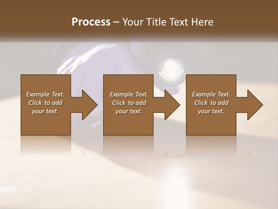 A Person Holding A Flashlight On Top Of A Wooden Table PowerPoint Template