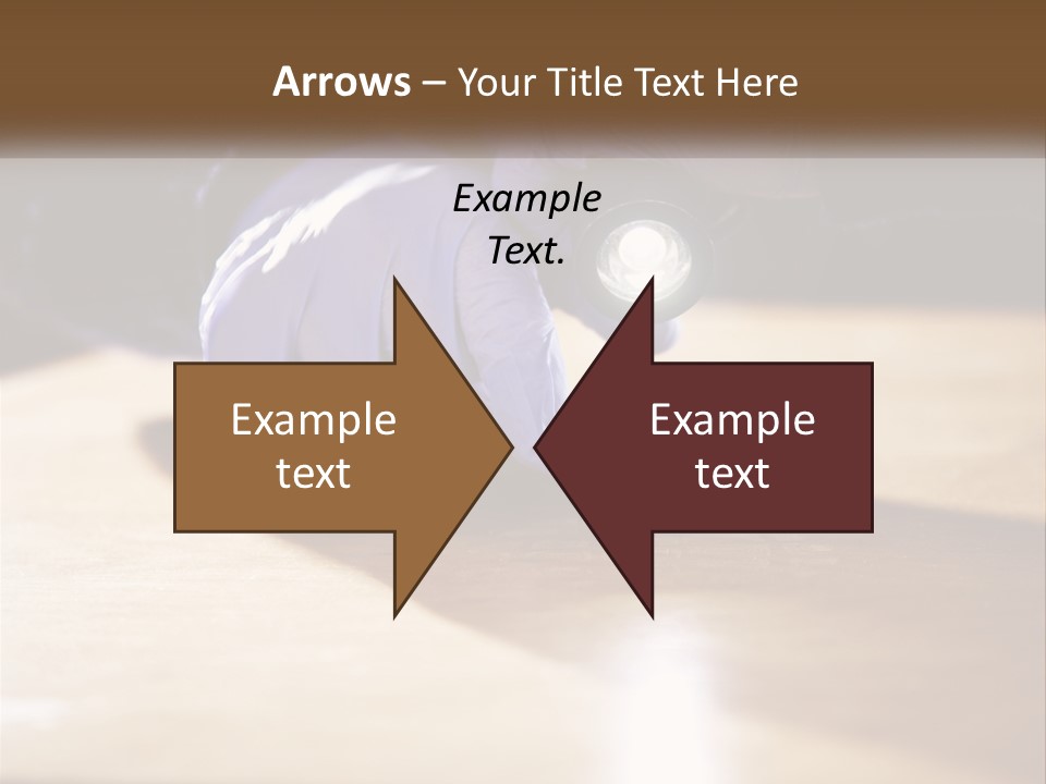 A Person Holding A Flashlight On Top Of A Wooden Table PowerPoint Template