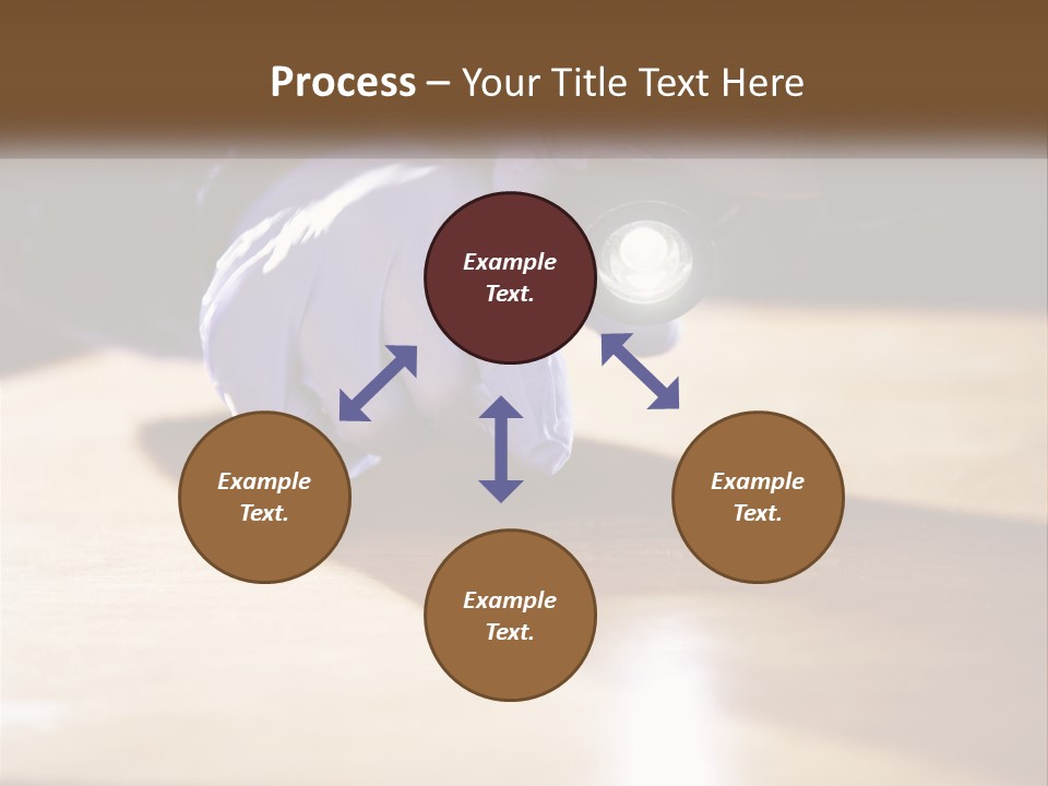 A Person Holding A Flashlight On Top Of A Wooden Table PowerPoint Template