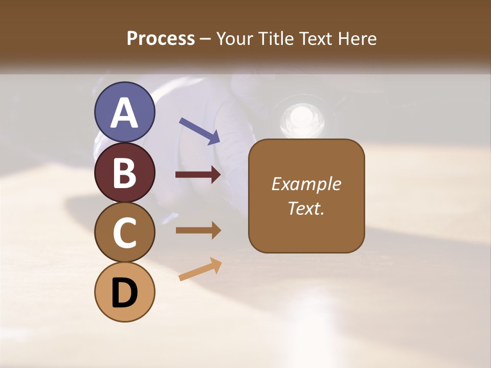 A Person Holding A Flashlight On Top Of A Wooden Table PowerPoint Template