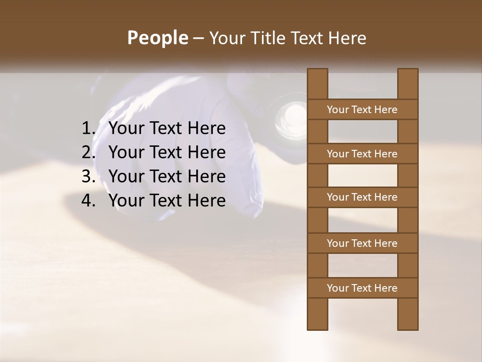 A Person Holding A Flashlight On Top Of A Wooden Table PowerPoint Template