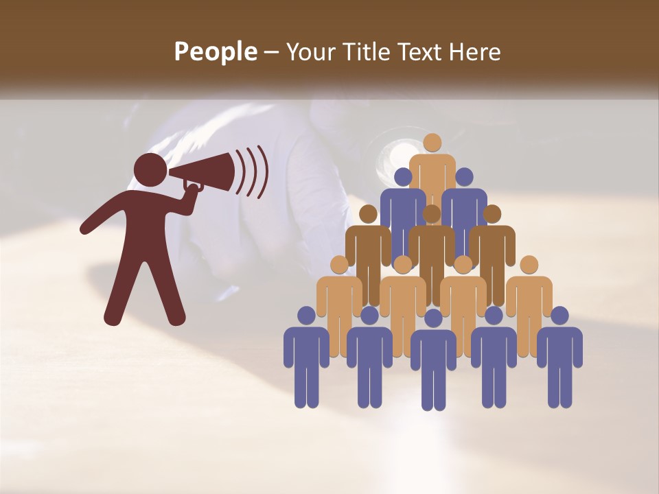 A Person Holding A Flashlight On Top Of A Wooden Table PowerPoint Template