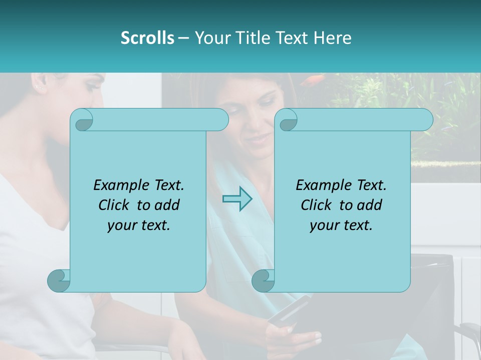 Two Women In Scrubs Are Looking At A Clipboard PowerPoint Template