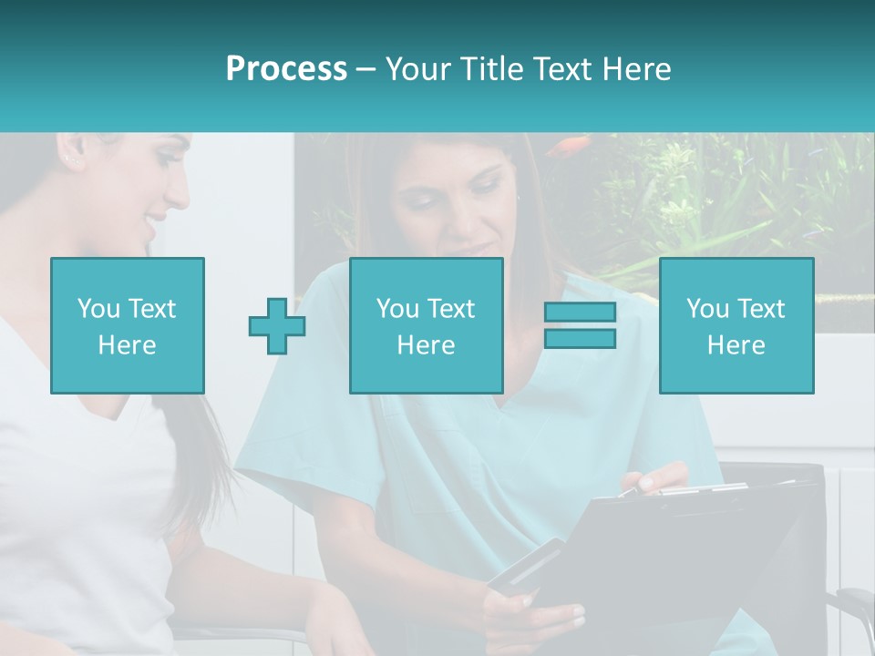 Two Women In Scrubs Are Looking At A Clipboard PowerPoint Template