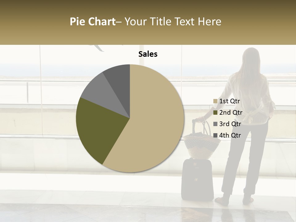 A Woman Standing In Front Of A Window With A Luggage Bag PowerPoint Template