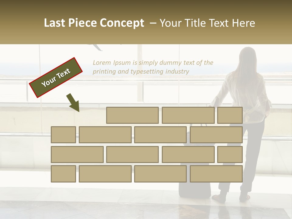 A Woman Standing In Front Of A Window With A Luggage Bag PowerPoint Template