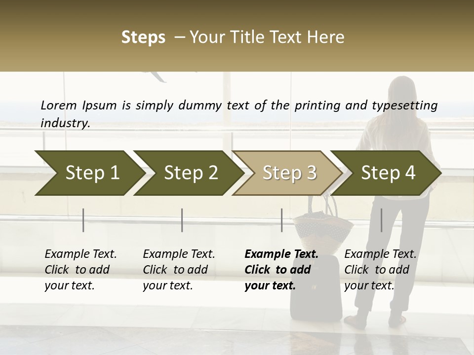 A Woman Standing In Front Of A Window With A Luggage Bag PowerPoint Template