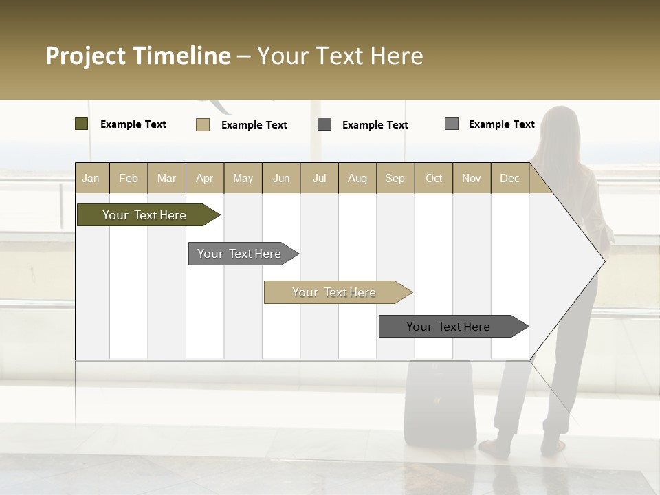 A Woman Standing In Front Of A Window With A Luggage Bag PowerPoint Template