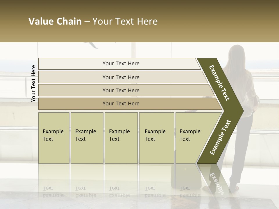 A Woman Standing In Front Of A Window With A Luggage Bag PowerPoint Template