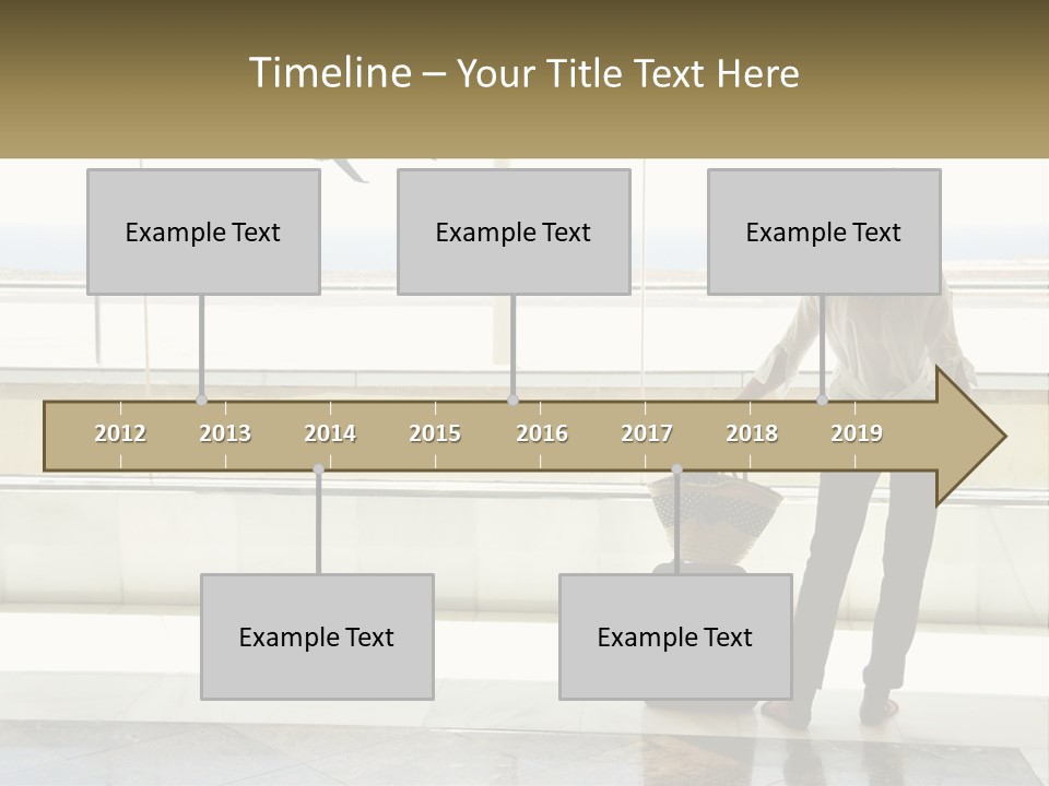 A Woman Standing In Front Of A Window With A Luggage Bag PowerPoint Template