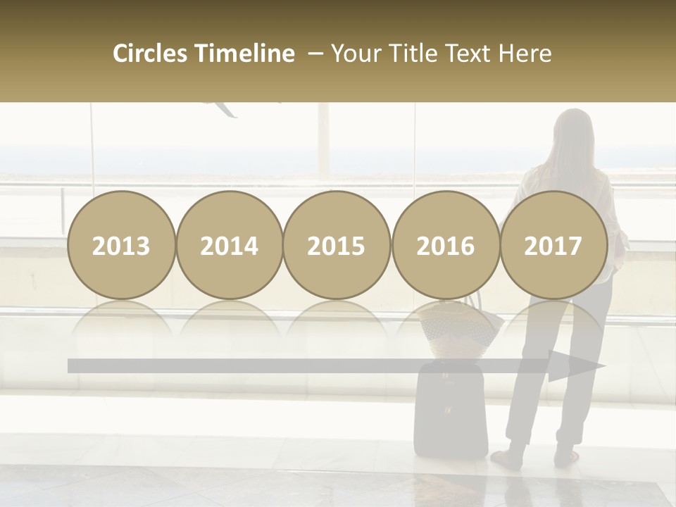 A Woman Standing In Front Of A Window With A Luggage Bag PowerPoint Template