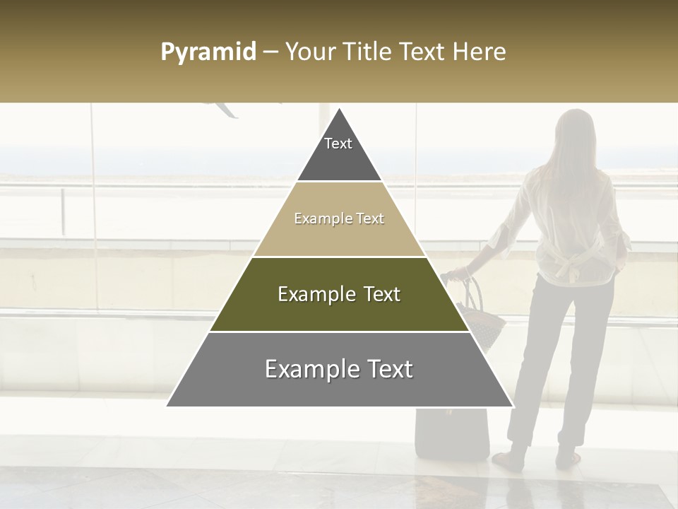 A Woman Standing In Front Of A Window With A Luggage Bag PowerPoint Template