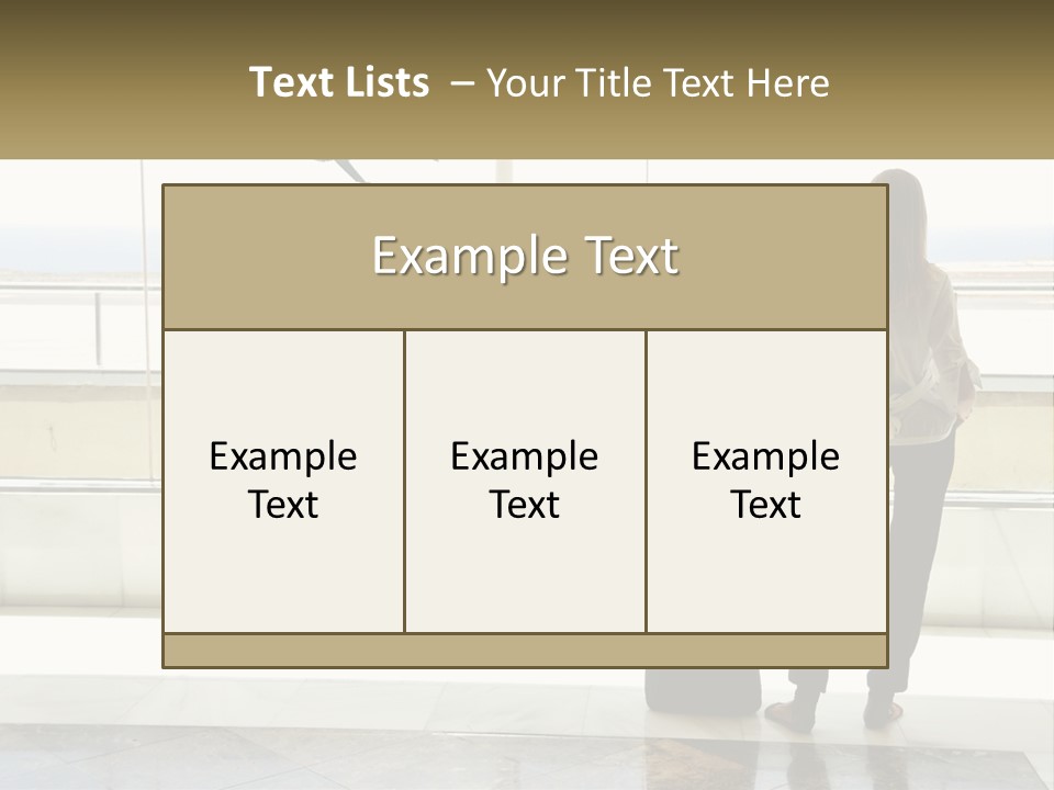 A Woman Standing In Front Of A Window With A Luggage Bag PowerPoint Template