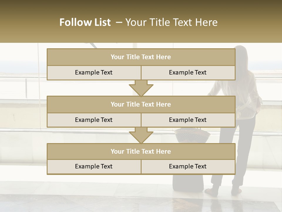 A Woman Standing In Front Of A Window With A Luggage Bag PowerPoint Template