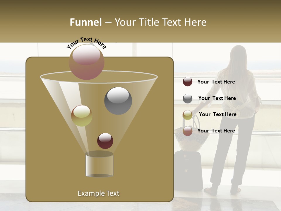 A Woman Standing In Front Of A Window With A Luggage Bag PowerPoint Template