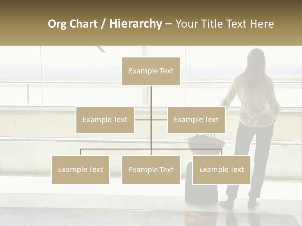 A Woman Standing In Front Of A Window With A Luggage Bag PowerPoint Template