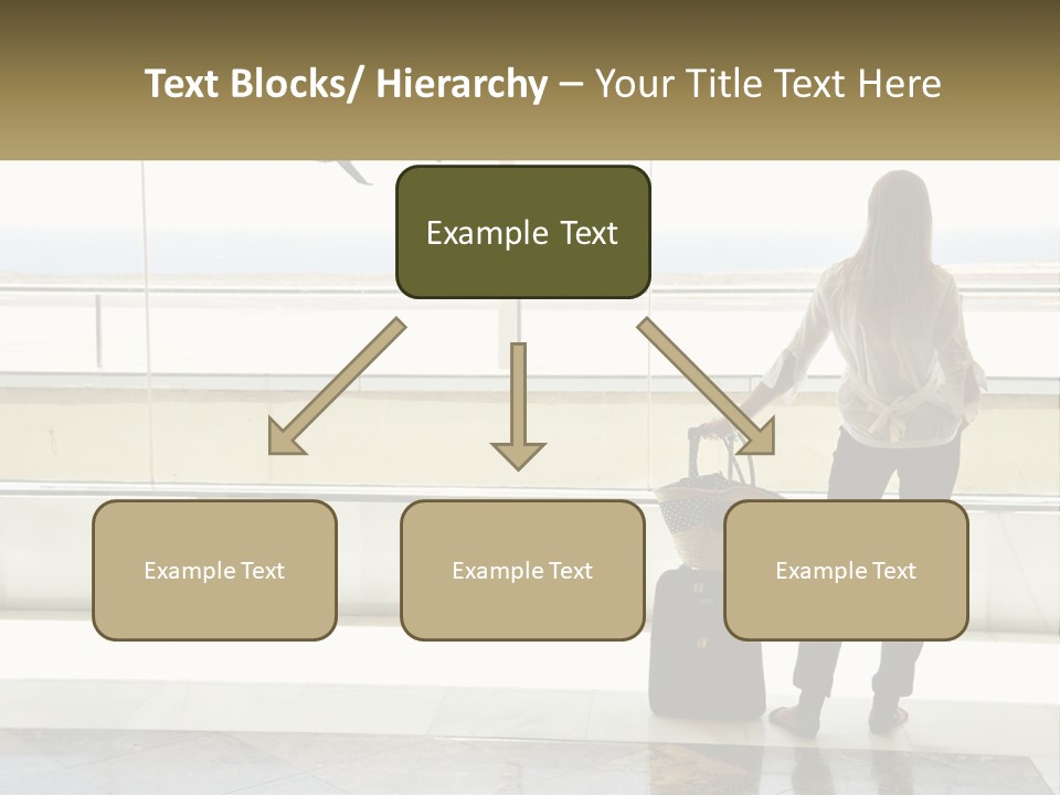 A Woman Standing In Front Of A Window With A Luggage Bag PowerPoint Template
