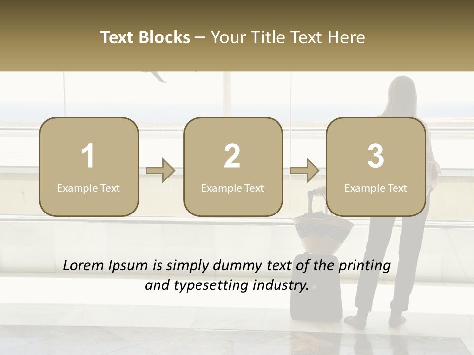 A Woman Standing In Front Of A Window With A Luggage Bag PowerPoint Template