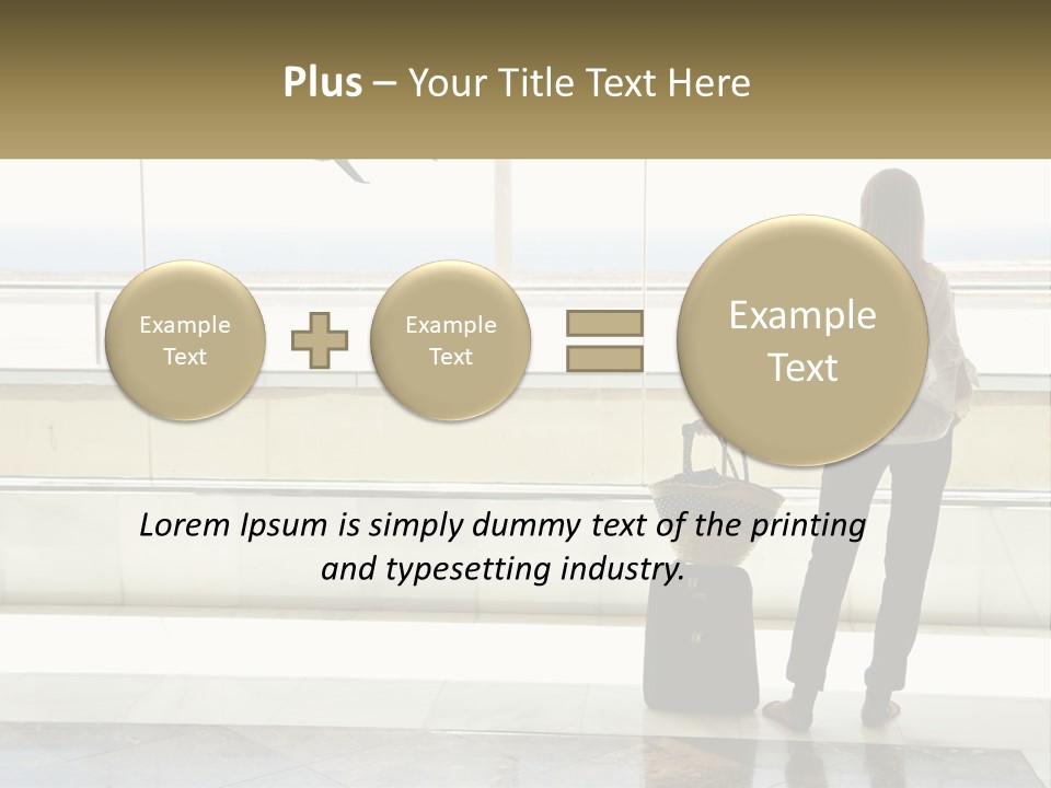A Woman Standing In Front Of A Window With A Luggage Bag PowerPoint Template