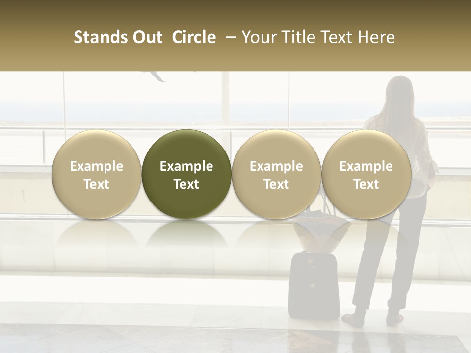 A Woman Standing In Front Of A Window With A Luggage Bag PowerPoint Template