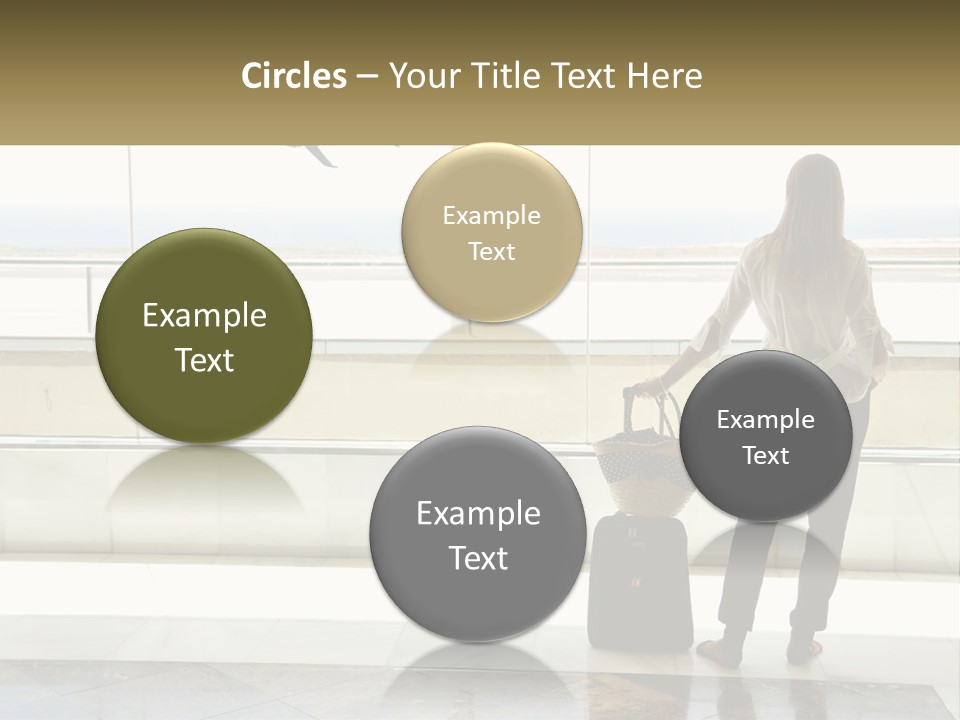 A Woman Standing In Front Of A Window With A Luggage Bag PowerPoint Template