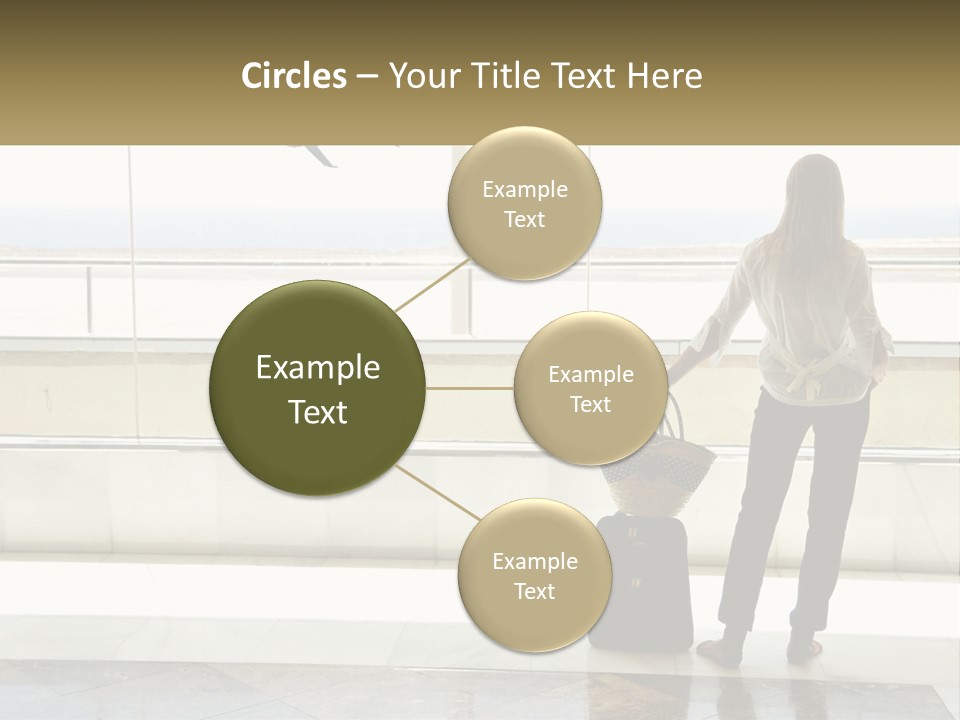 A Woman Standing In Front Of A Window With A Luggage Bag PowerPoint Template