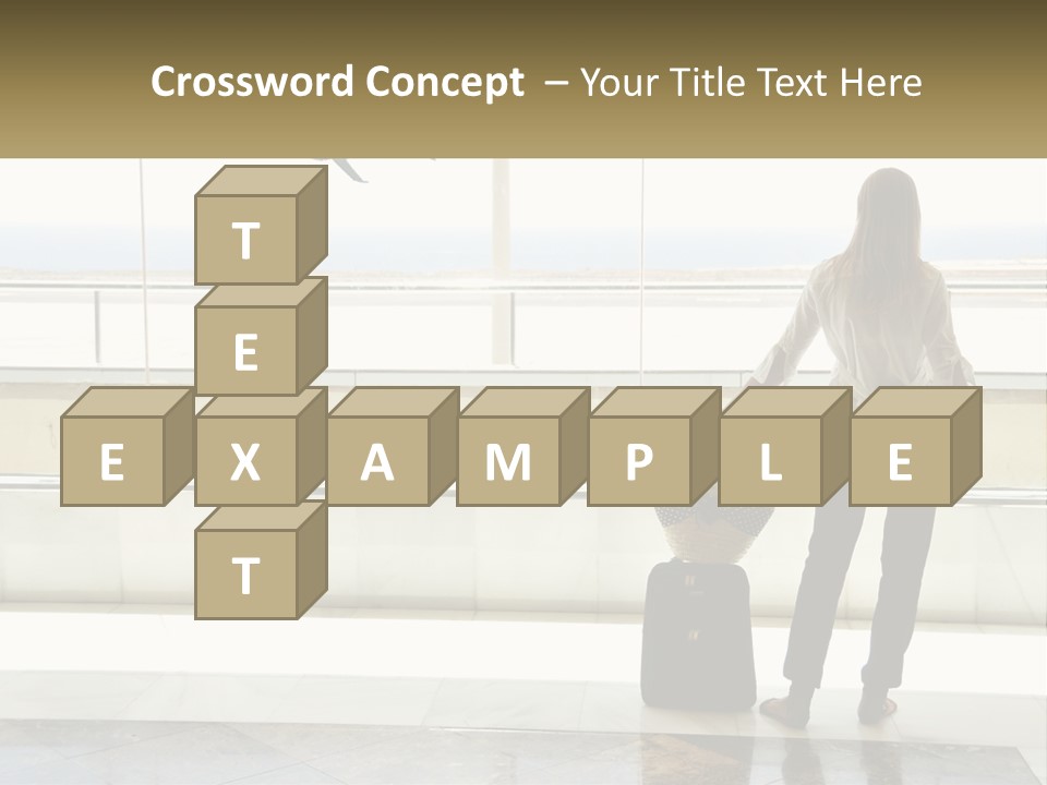 A Woman Standing In Front Of A Window With A Luggage Bag PowerPoint Template