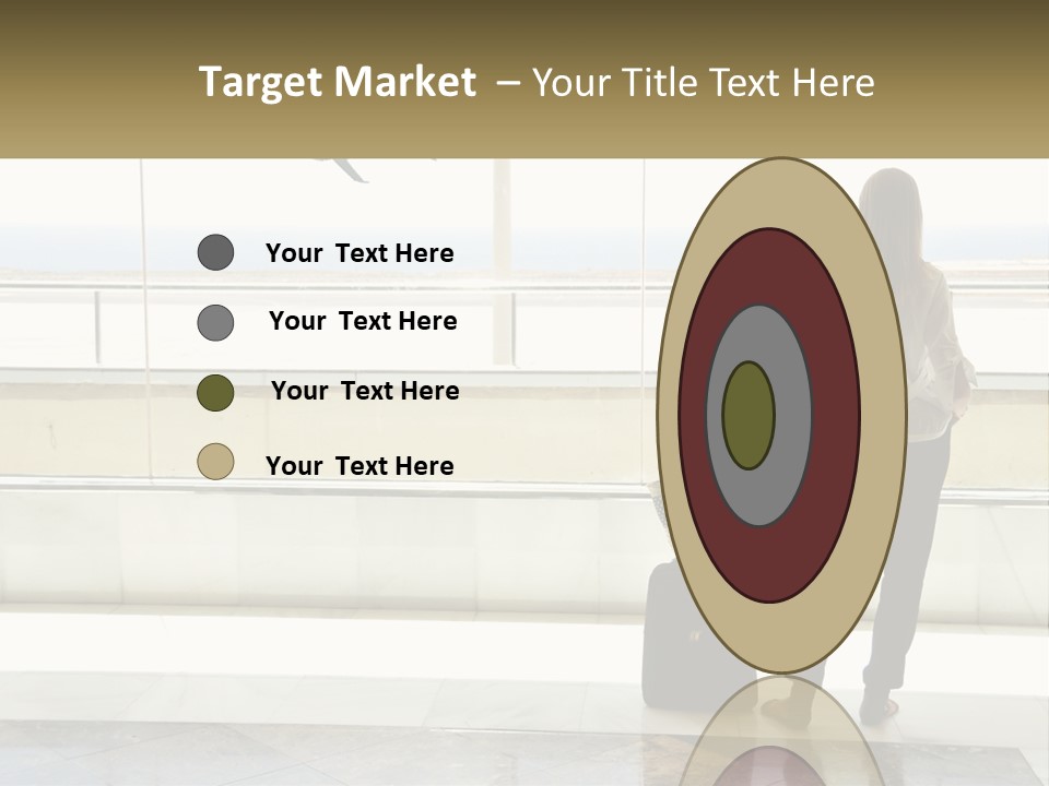 A Woman Standing In Front Of A Window With A Luggage Bag PowerPoint Template