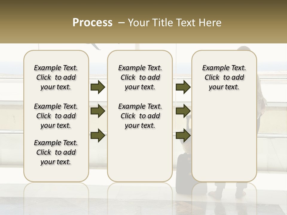 A Woman Standing In Front Of A Window With A Luggage Bag PowerPoint Template
