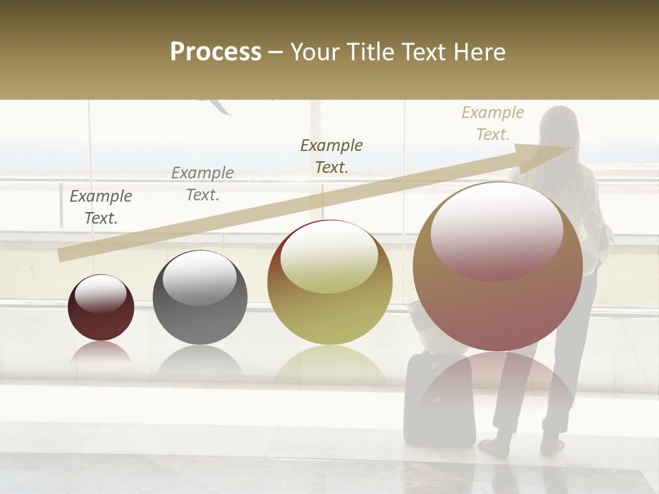 A Woman Standing In Front Of A Window With A Luggage Bag PowerPoint Template