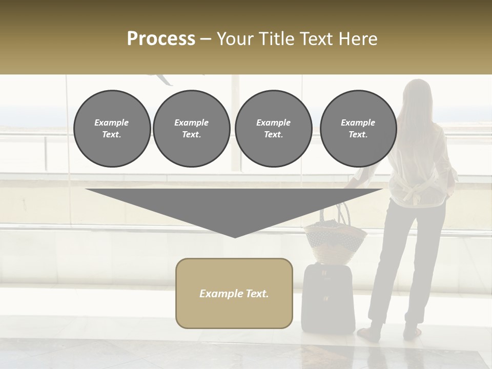 A Woman Standing In Front Of A Window With A Luggage Bag PowerPoint Template