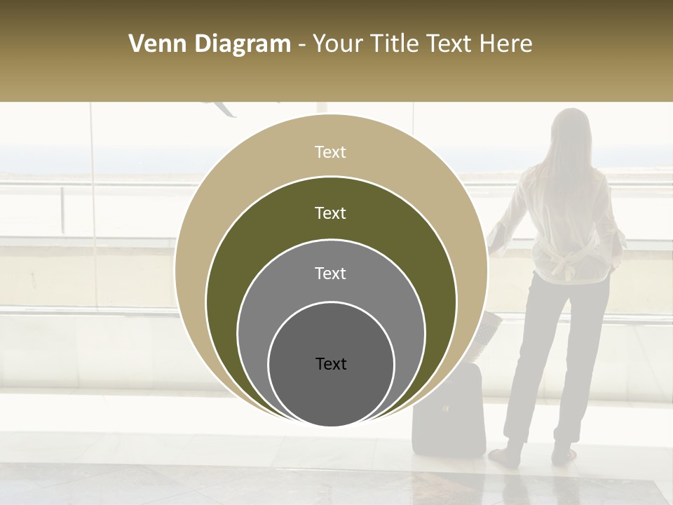 A Woman Standing In Front Of A Window With A Luggage Bag PowerPoint Template