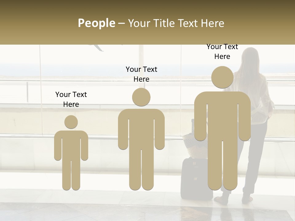 A Woman Standing In Front Of A Window With A Luggage Bag PowerPoint Template