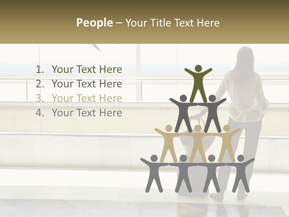 A Woman Standing In Front Of A Window With A Luggage Bag PowerPoint Template