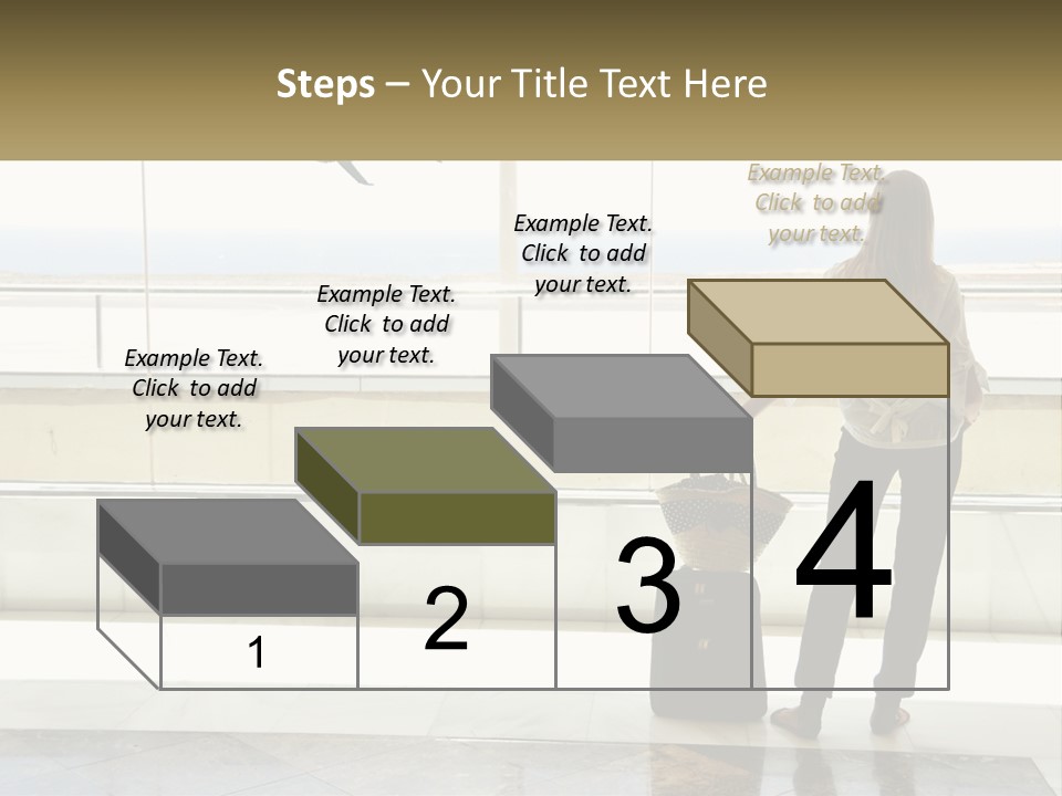 A Woman Standing In Front Of A Window With A Luggage Bag PowerPoint Template