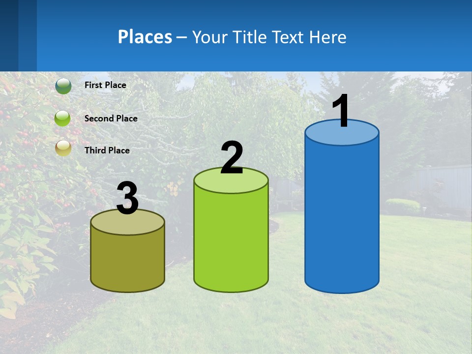 A Yard With A Fence And Trees In The Background PowerPoint Template