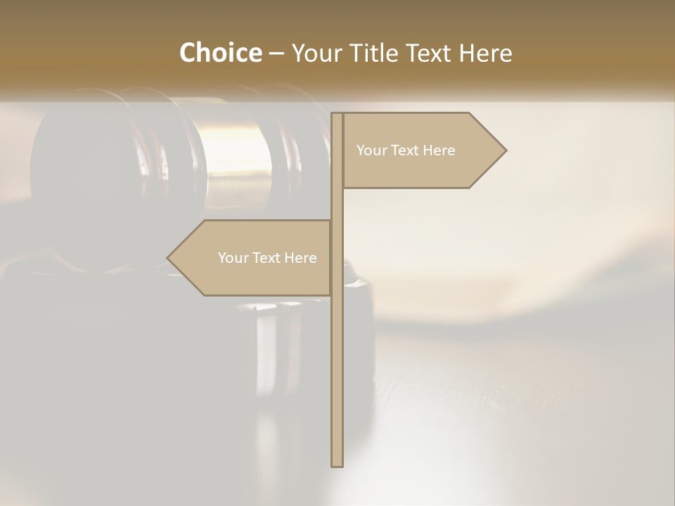A Judge's Gavel Sitting On Top Of A Wooden Table PowerPoint Template