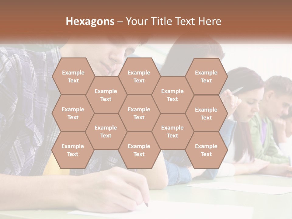 A Group Of People Sitting At A Table Writing PowerPoint Template