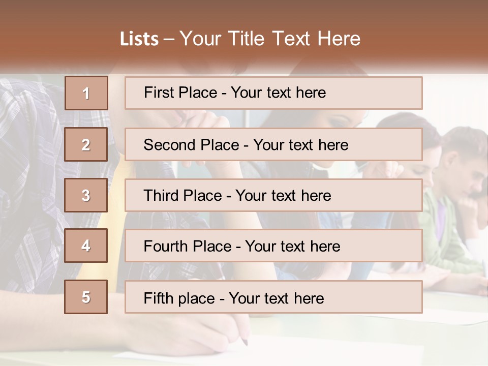 A Group Of People Sitting At A Table Writing PowerPoint Template